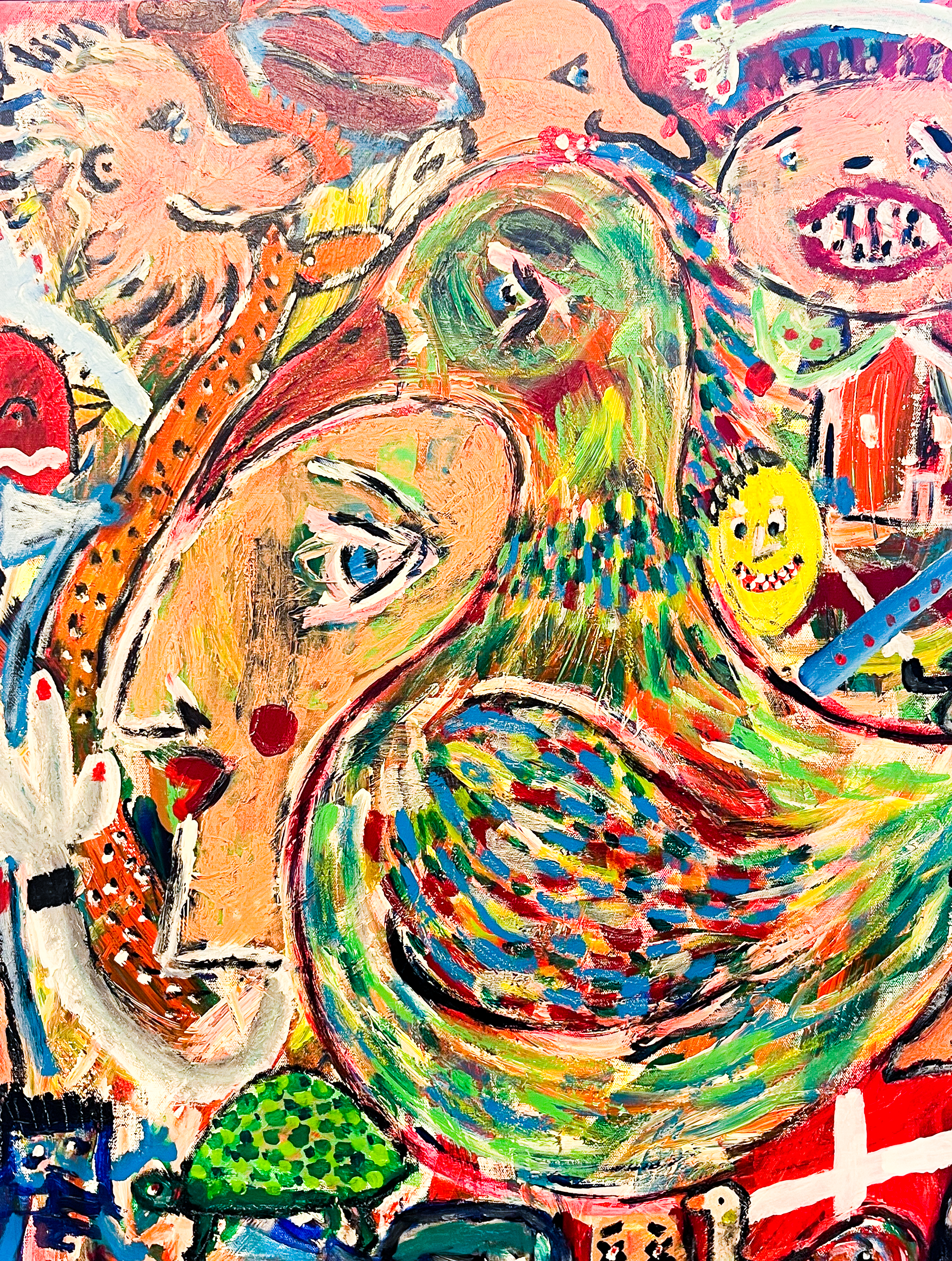 Maleri lavet af børn og forældre fra Elvergården